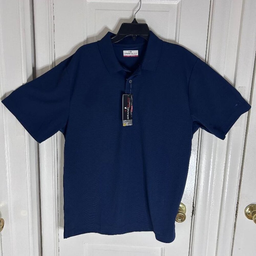 Grand Slam Mens Performance Polo Golf Shirt Blue Navy Size Large Tall NWT